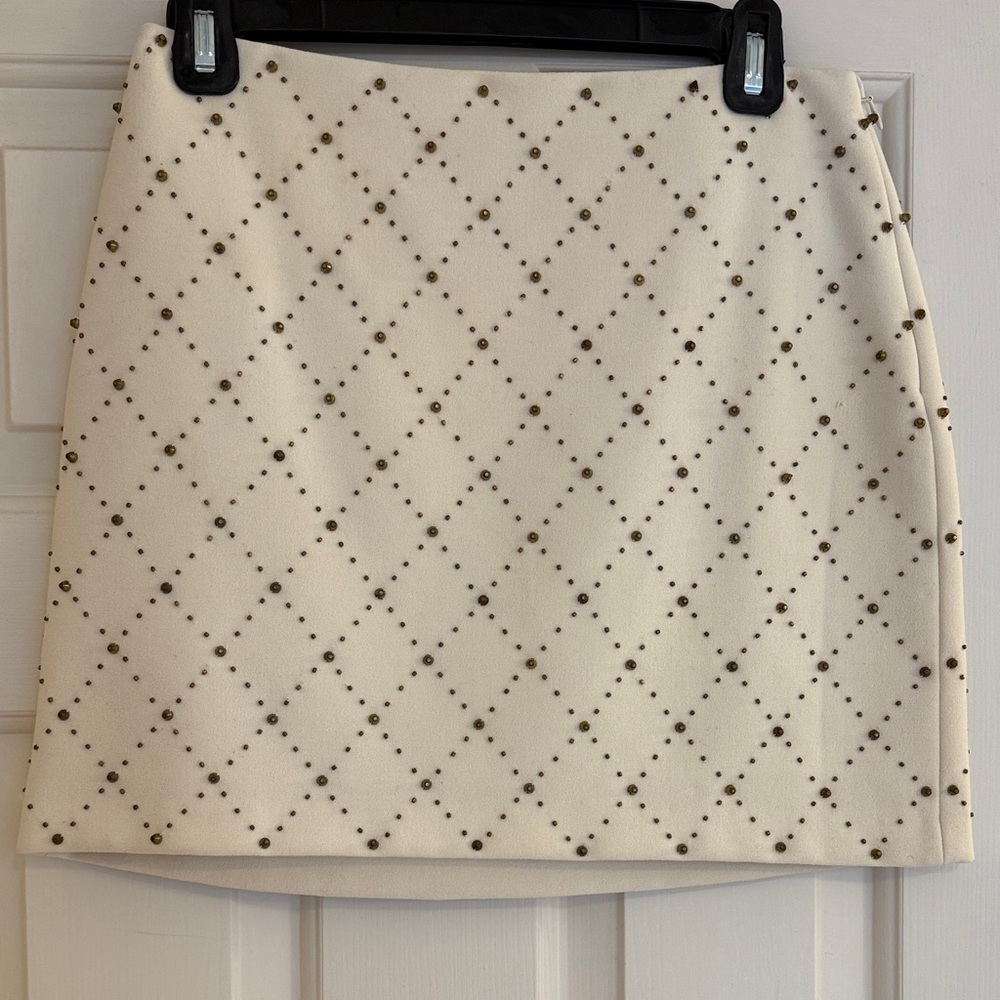 Elegant Cream Skirt with Studded Design